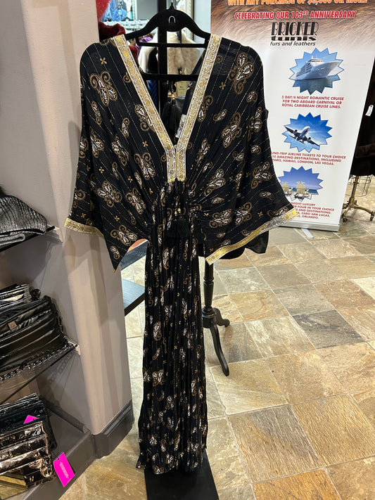 Zury Short Lurex Dress Black and Gold
