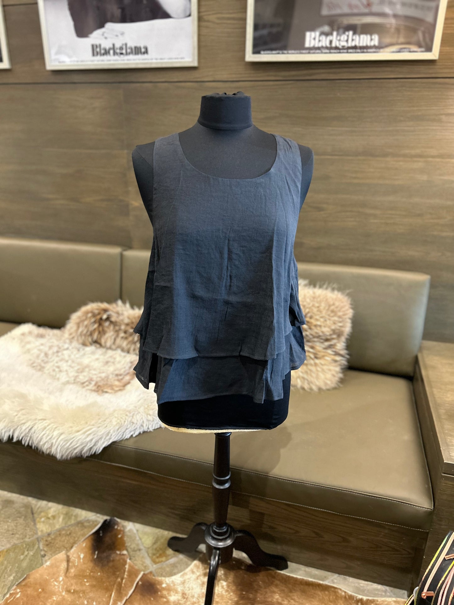 Umgee Sleeveless Layered Top with Keyhole Back
