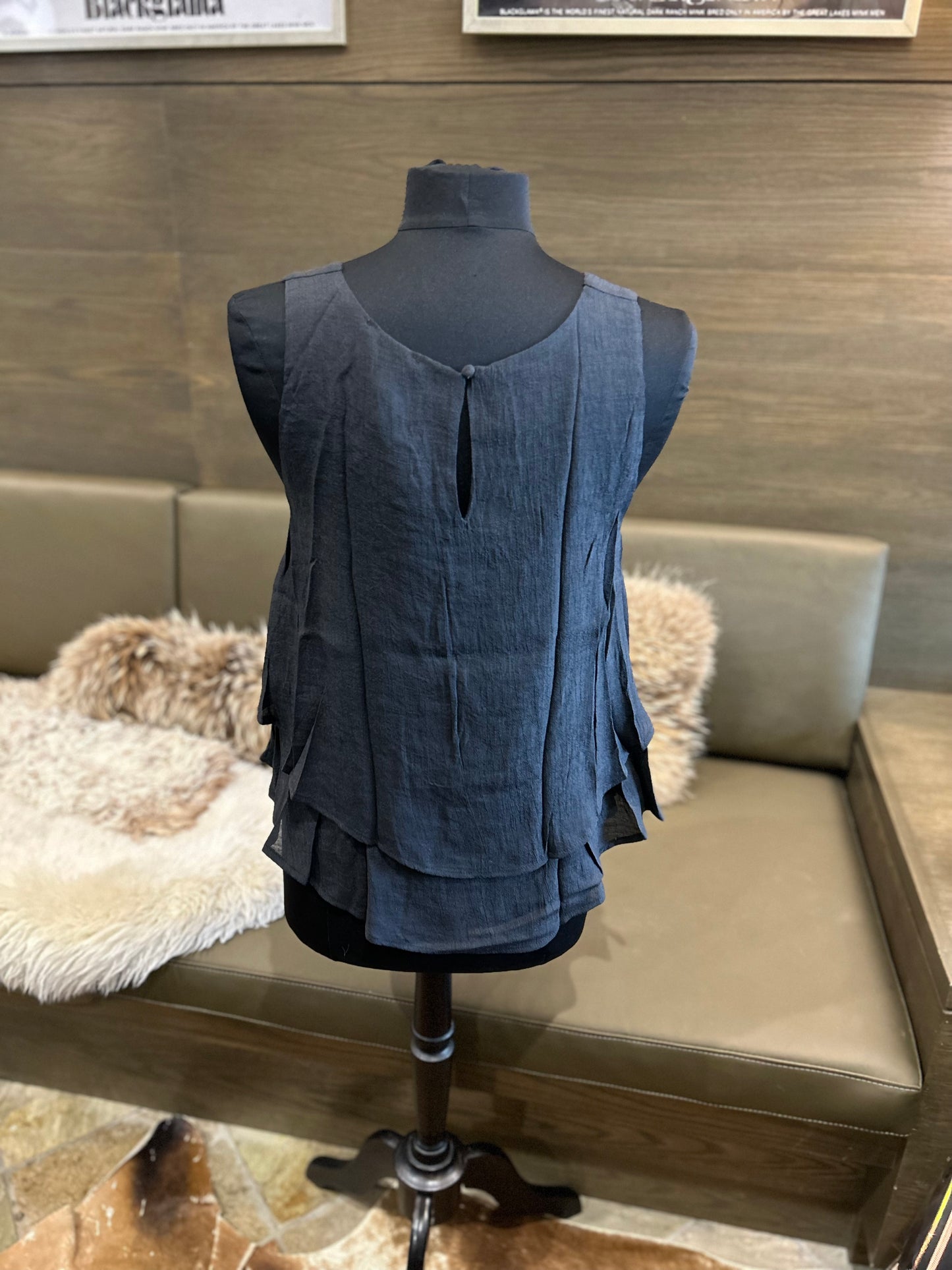 Umgee Sleeveless Layered Top with Keyhole Back