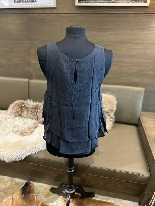Umgee Sleeveless Layered Top with Keyhole Back