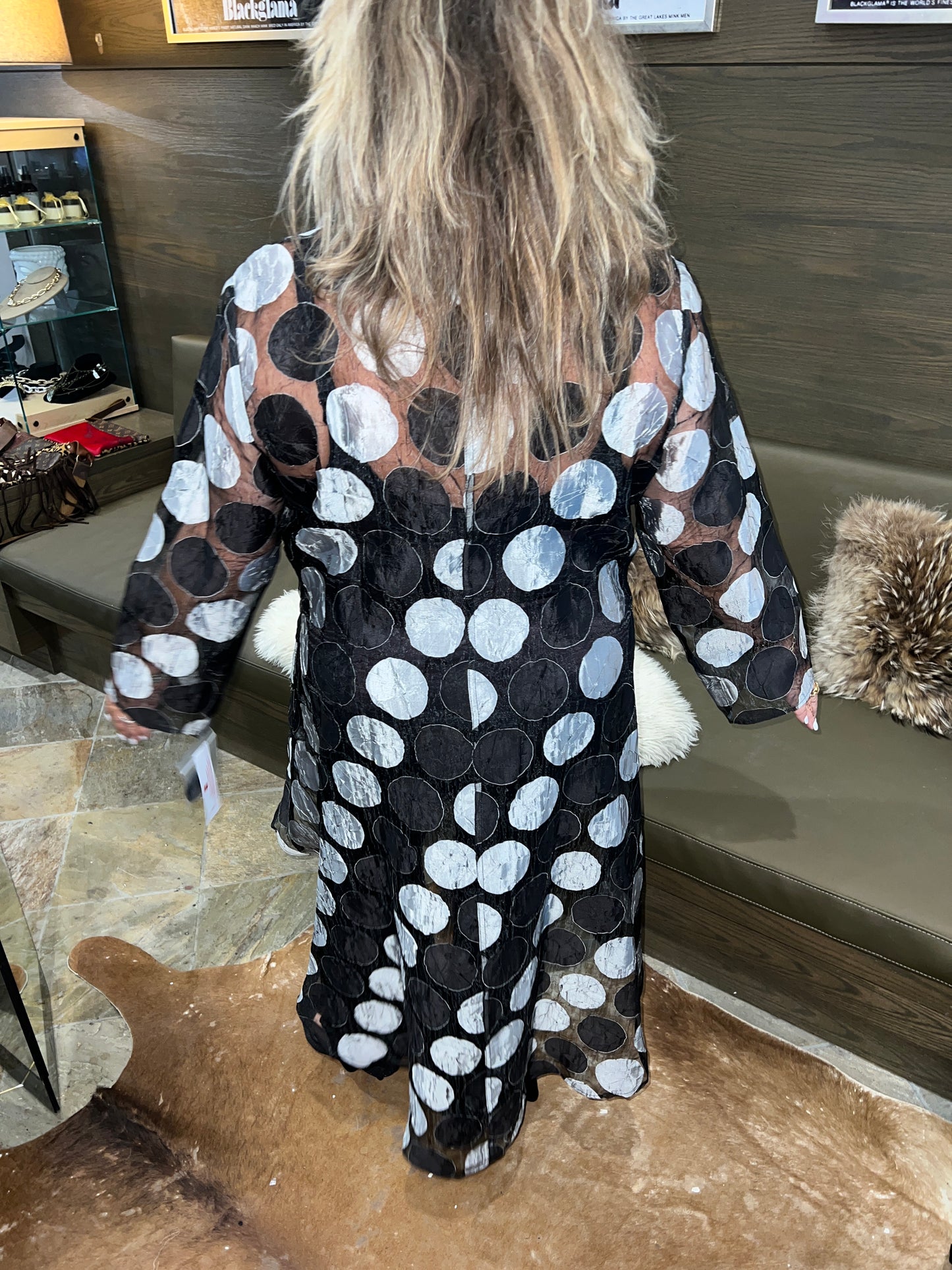 IC Collection Polka Dot High Low Organza Jacket
