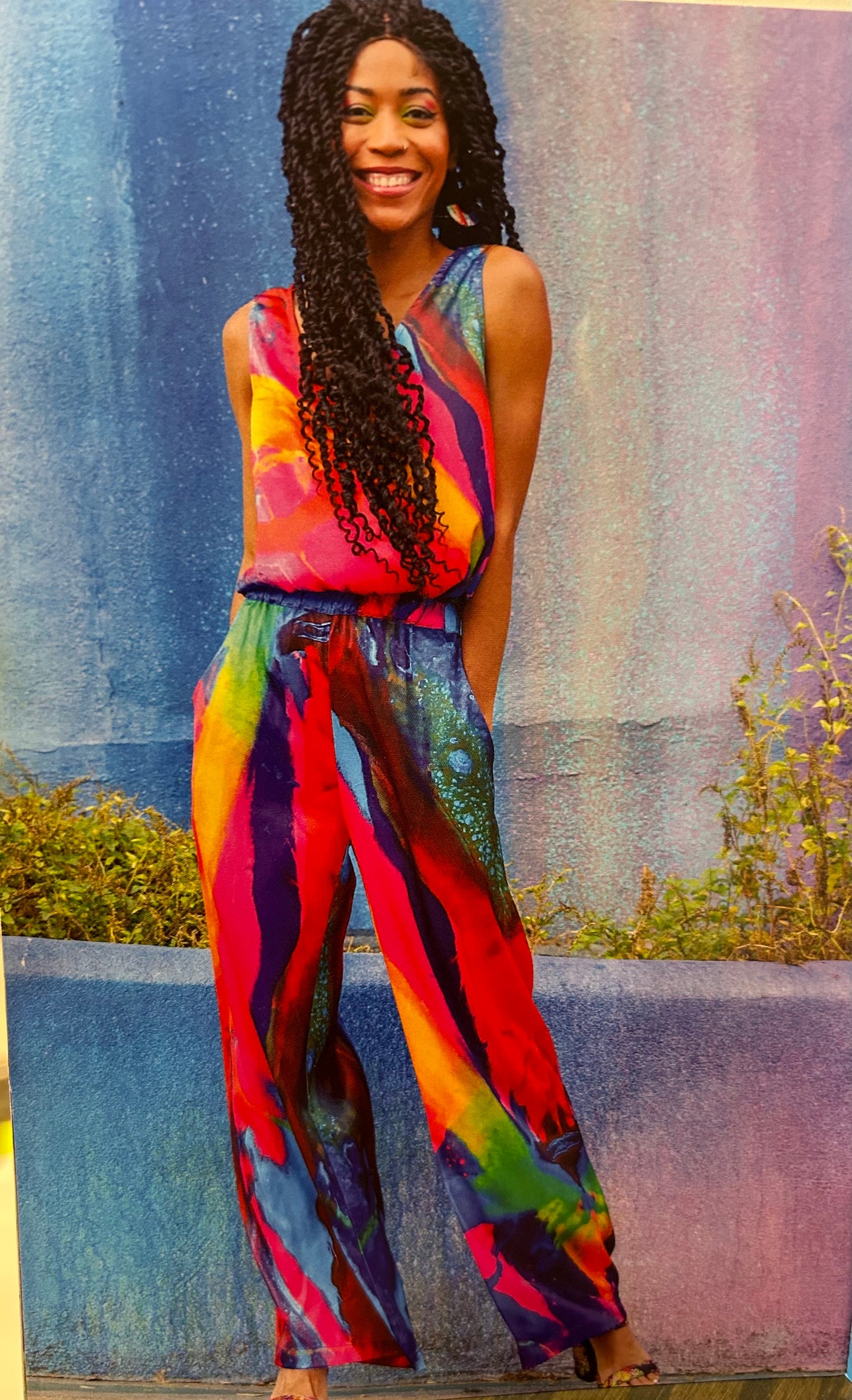 AlanaKay Art Melissa Elastic Waste Wide Leg Pant