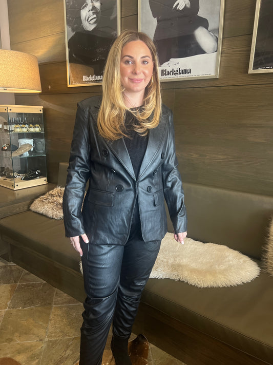 Insight Leather Look Black Blazer Jacket