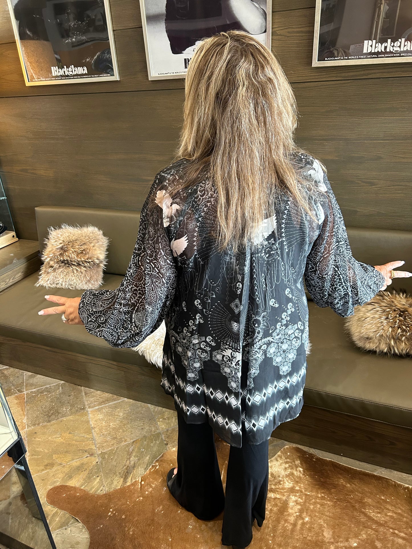 Mat Fashion Skull with Chains Blouse Top