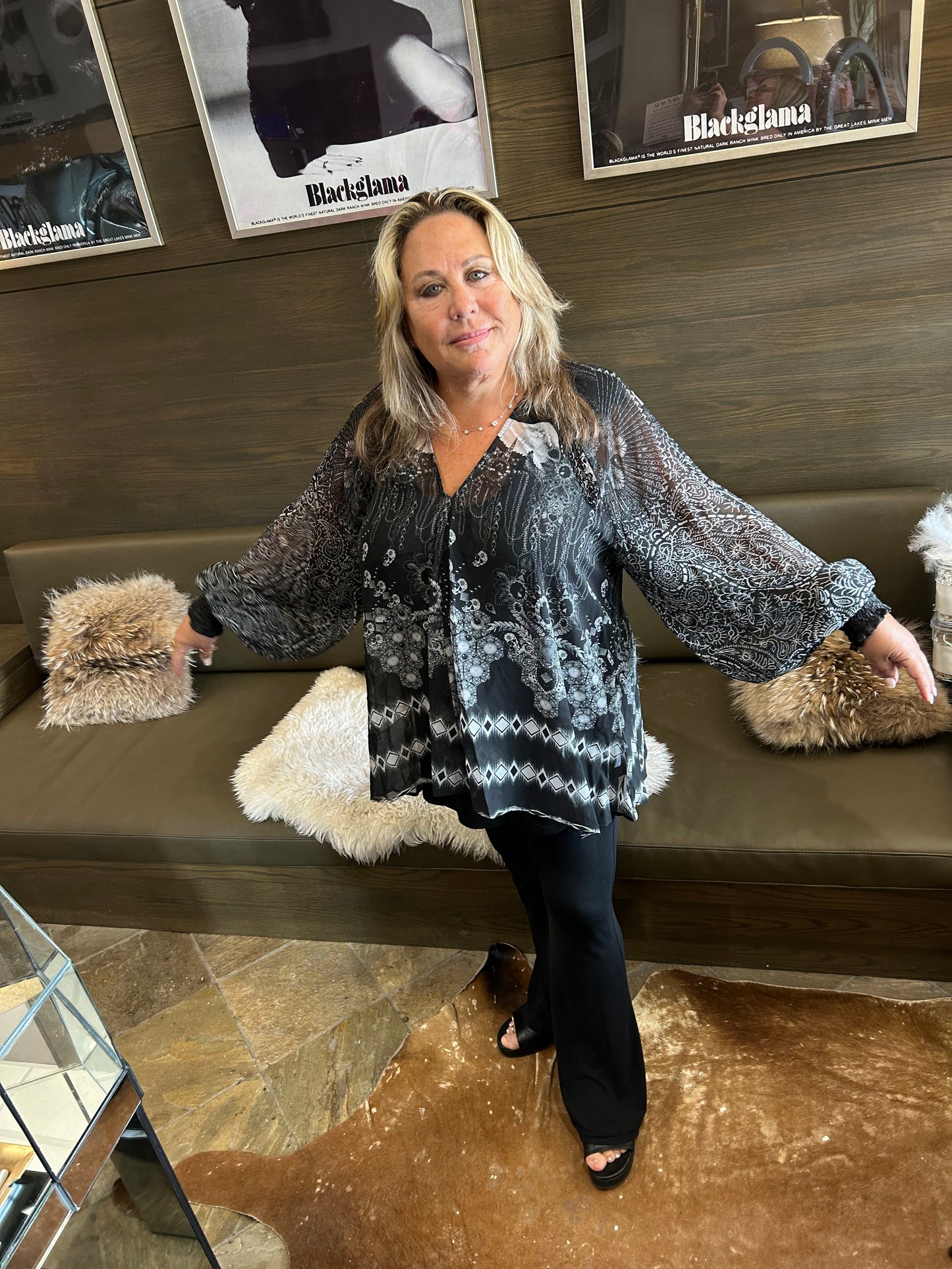 Mat Fashion Skull with Chains Blouse Top