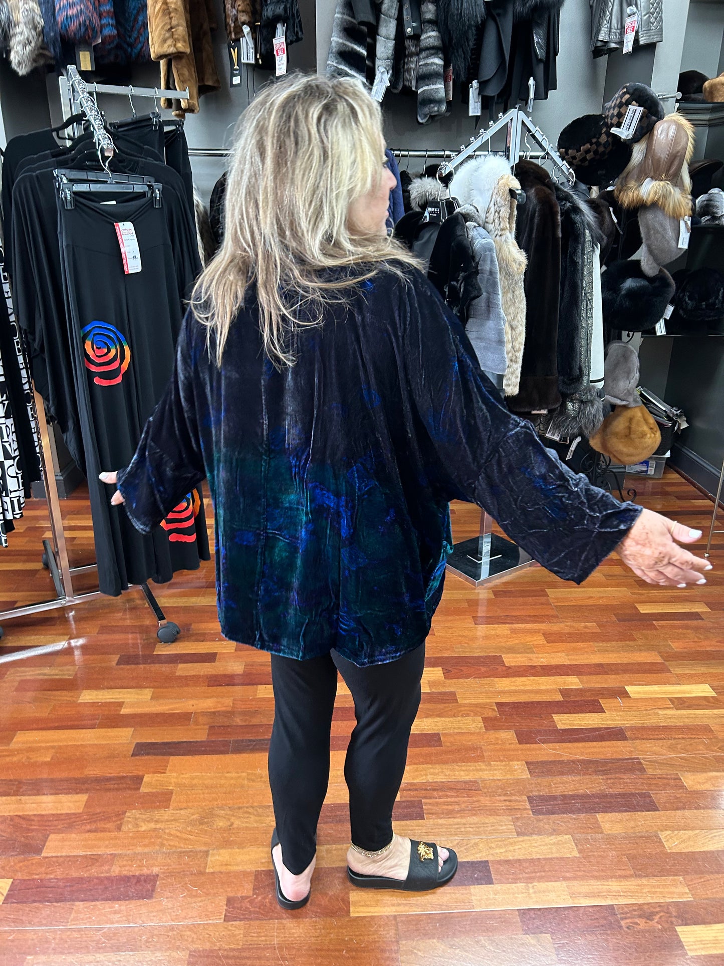 Kyla Seo Jeni Amazon Tie-Dye Crushed Velvet Top Shirt