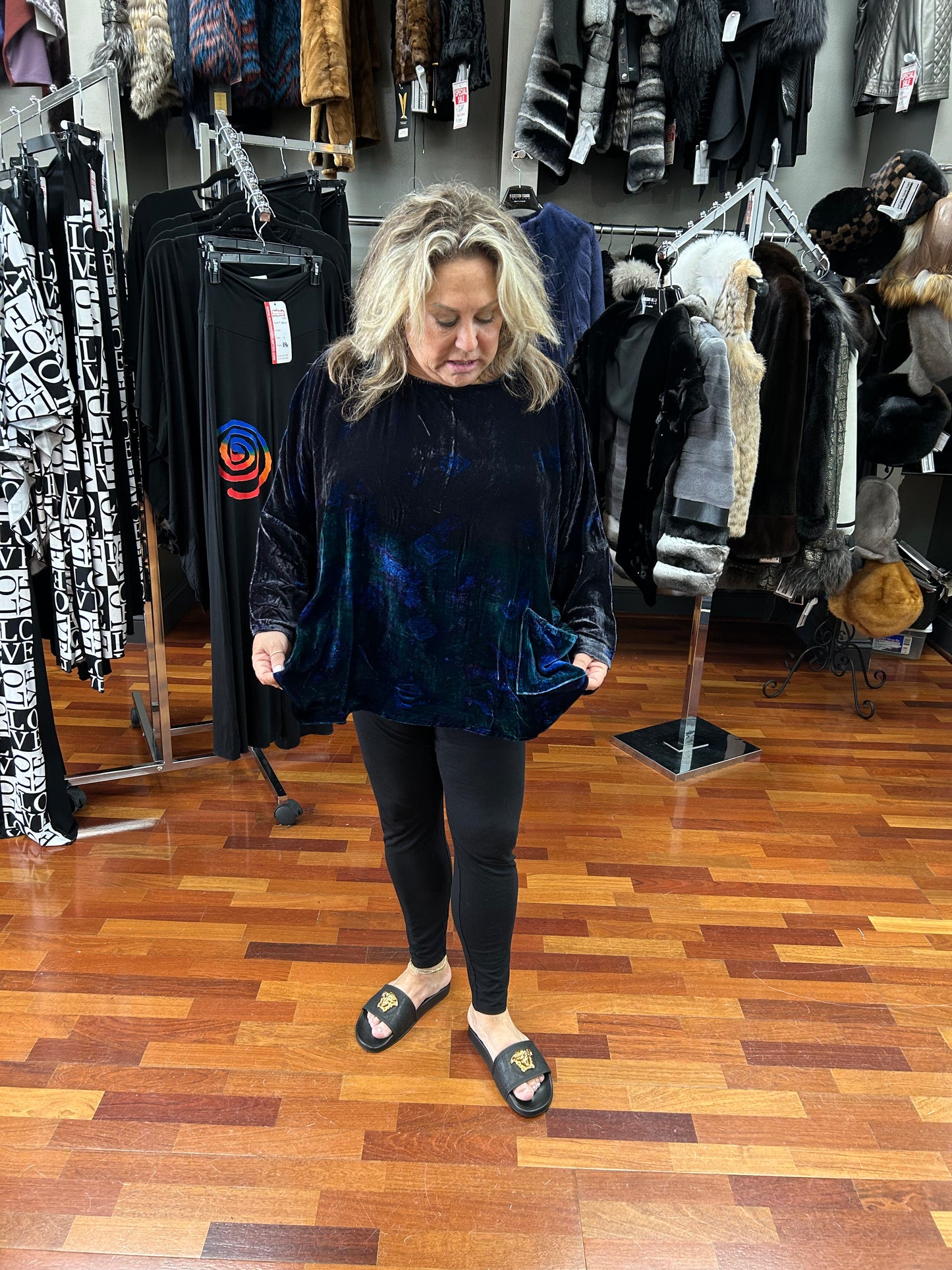 Kyla Seo Jeni Amazon Tie-Dye Crushed Velvet Top Shirt