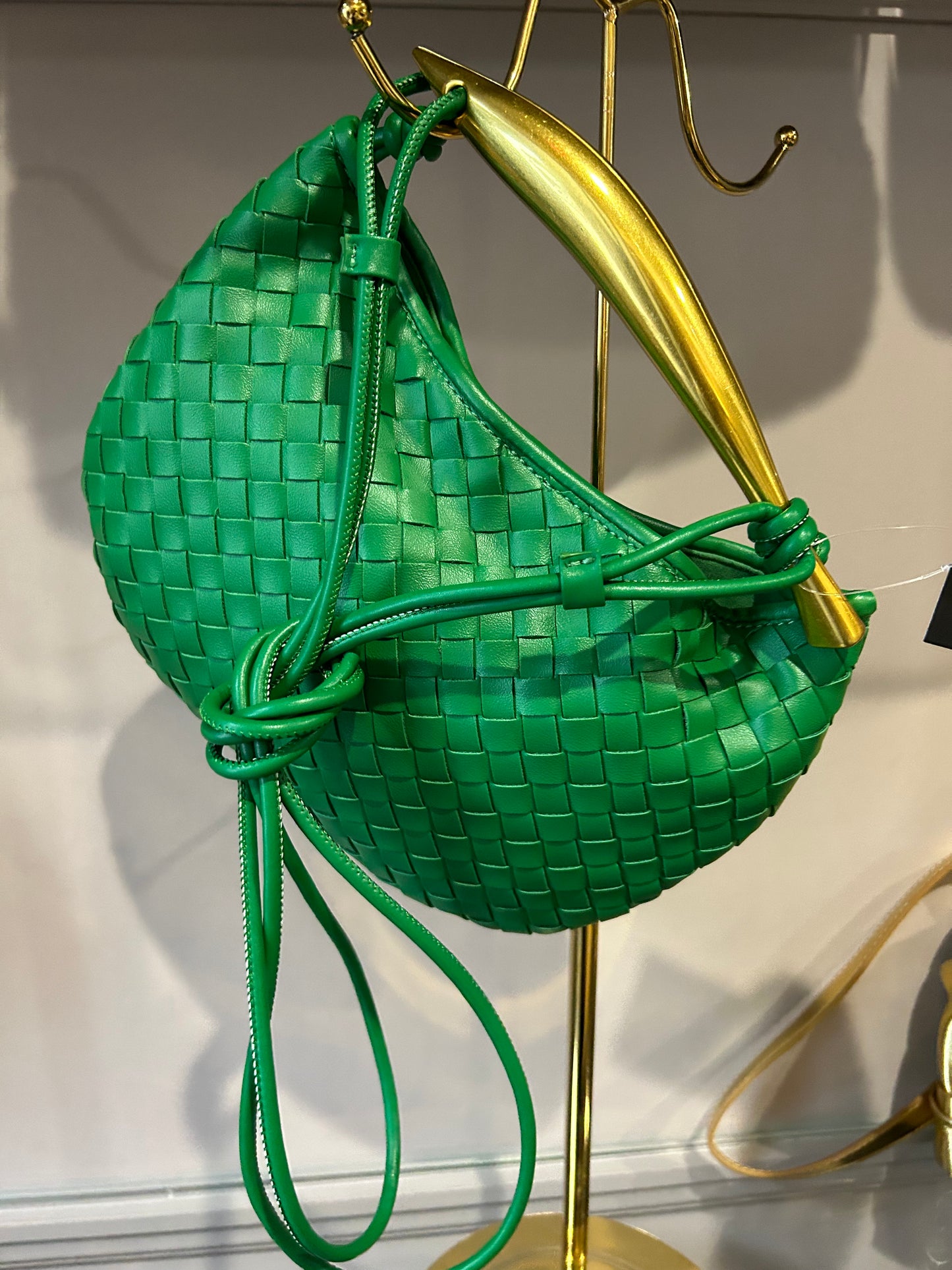 Inzi by High Fashion Woven Crossbody Handbag with Gold Handle
