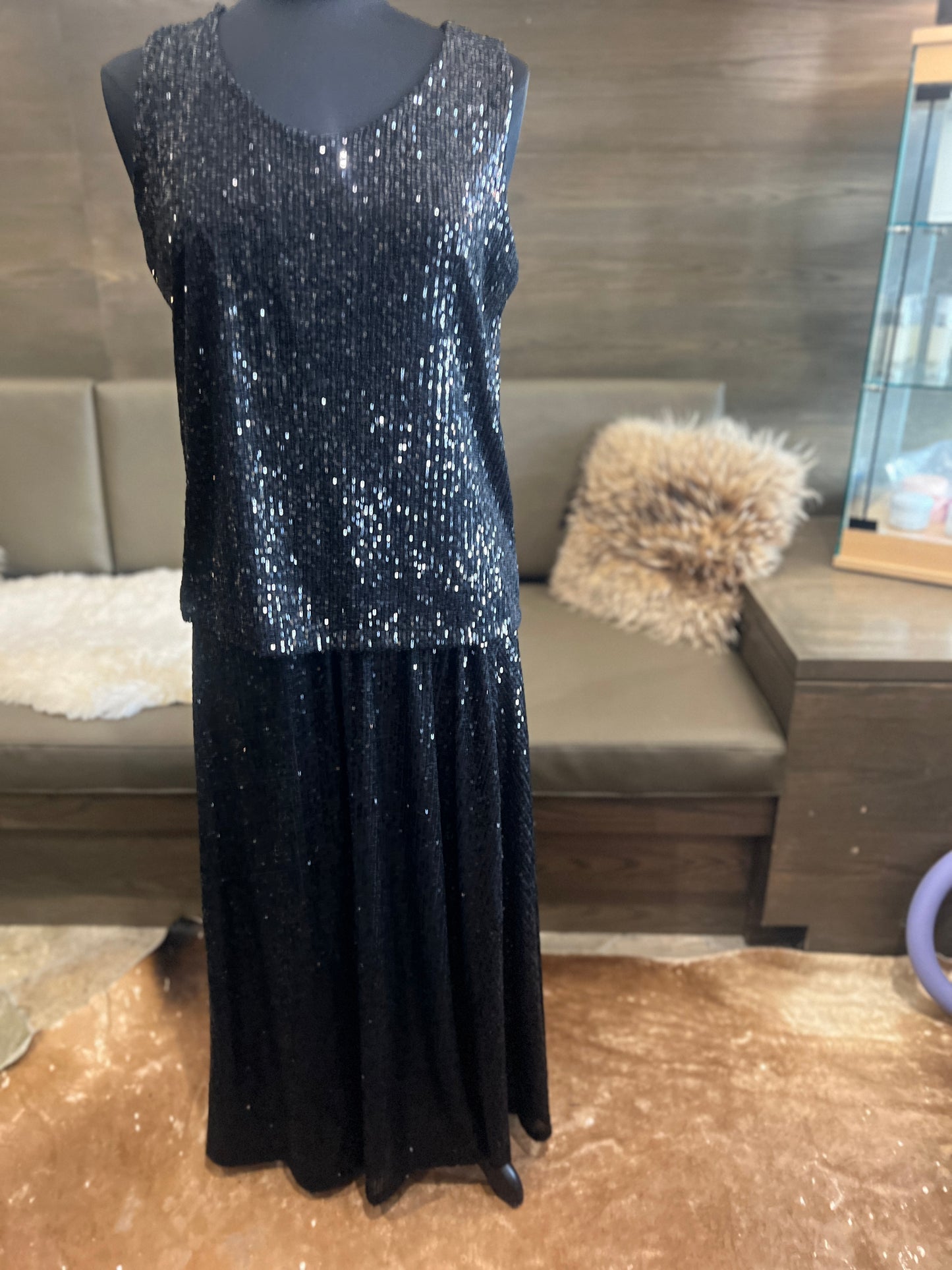 Tina Stephens Made in Italy Sheena Sequin Tank One Size