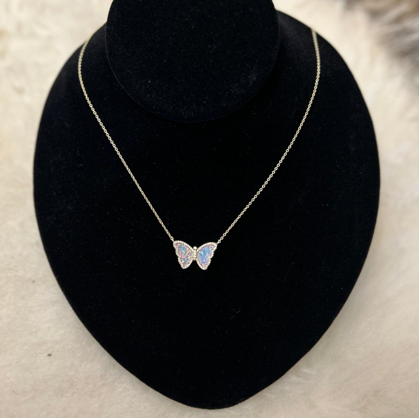 Kamaria Opal Butterfly Necklace with Crystals