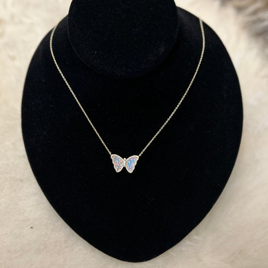 Kamaria Opal Butterfly Necklace with Crystals