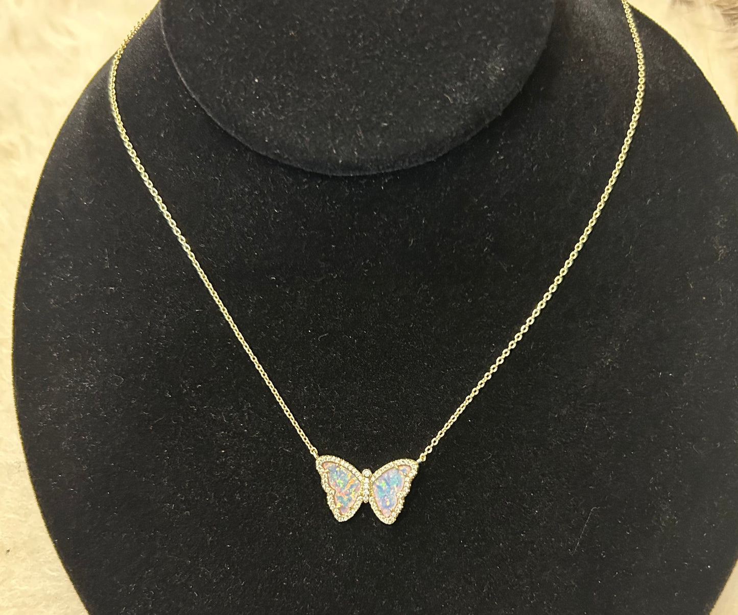 Kamaria Opal Butterfly Necklace with Crystals