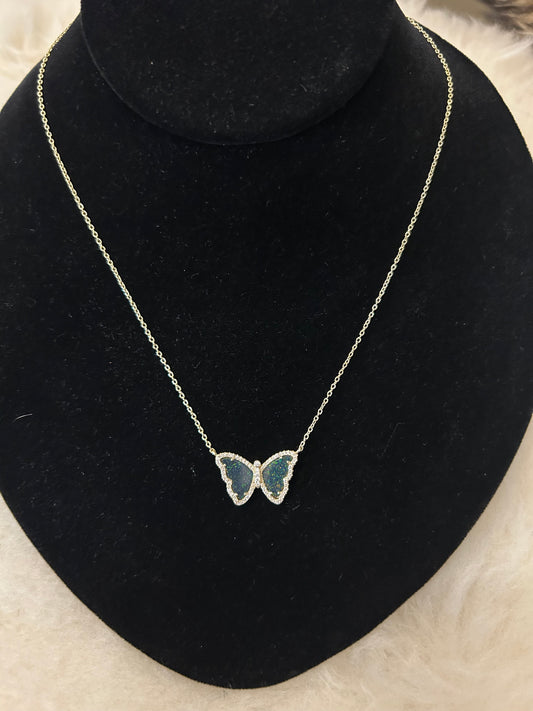 Kamaria Opal Butterfly Necklace with Crystals