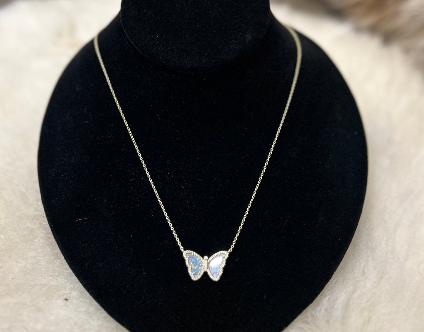 Kamaria Opal Butterfly Necklace with Crystals