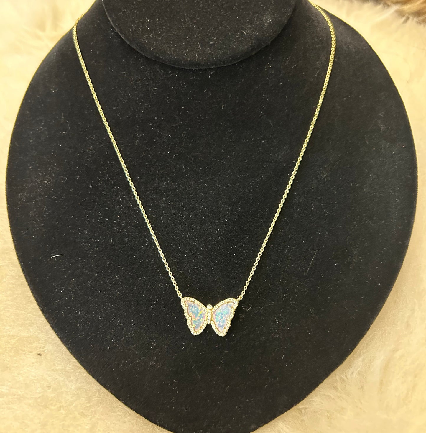 Kamaria Opal Butterfly Necklace with Crystals
