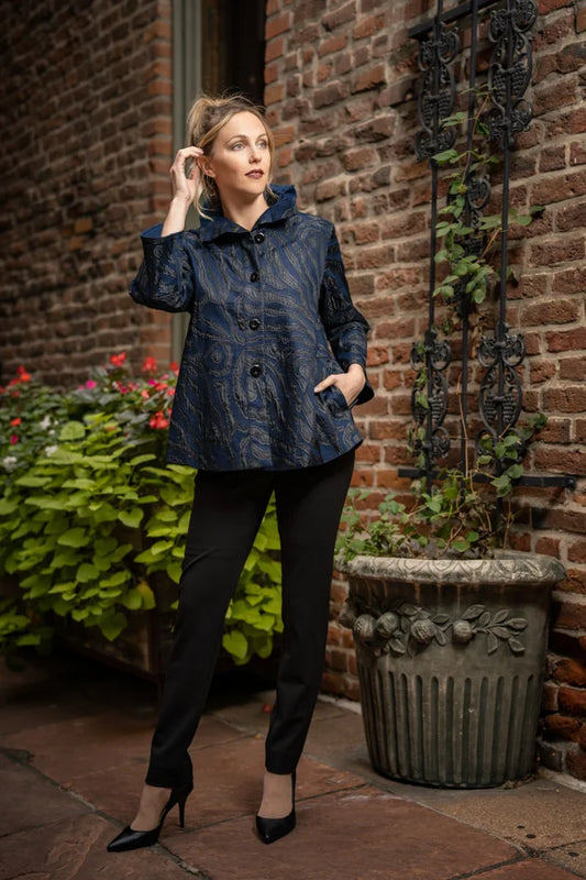 Samuel Dong Laser cut Stretch Black and Denim Jacket