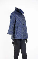 Samuel Dong Laser cut Stretch Black and Denim Jacket