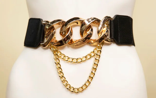 Samuel Dong Black with Gold Elastic Belt
