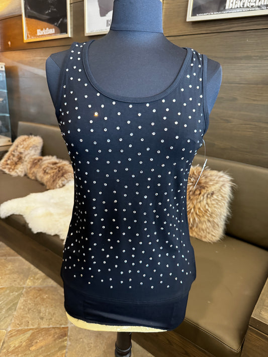 AZI Silva Crystal Studded Sleeveless Tank Top