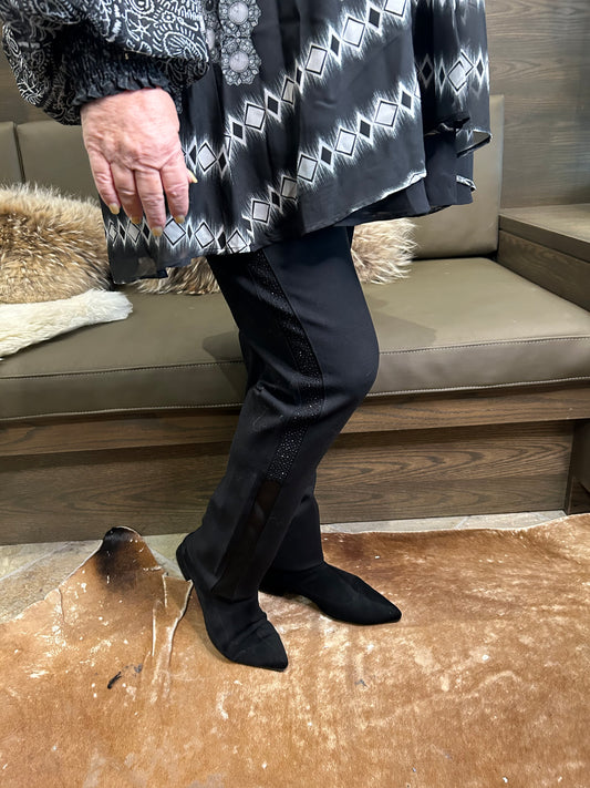 AZI Noelle Pull on Pant with Black Crystal Trim