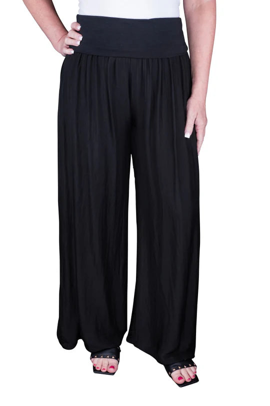 Tina Stephens Made in Italy Mercedes Foldover Waist Silk Pant