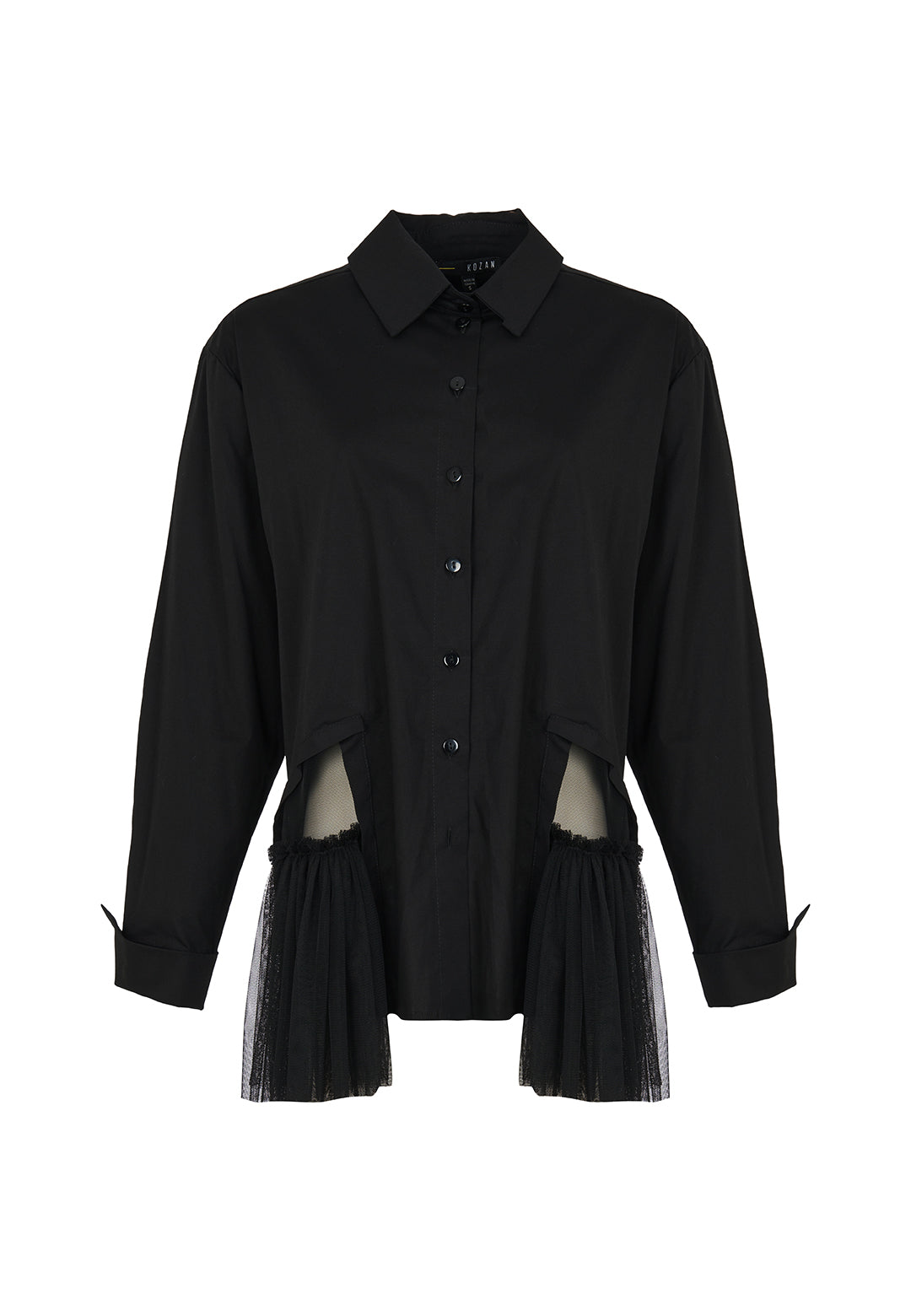 Kozan Black Pierce Button Down Collared Shirt Top