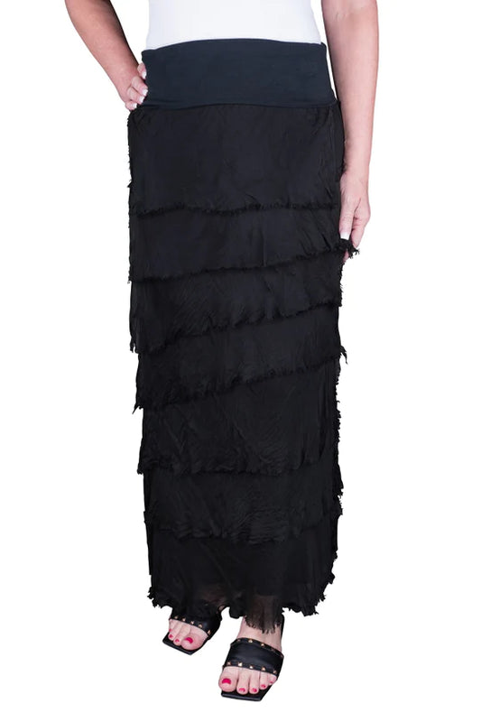 Tina Stephens Elisa Silk Ruffle Skirt One Size Fits