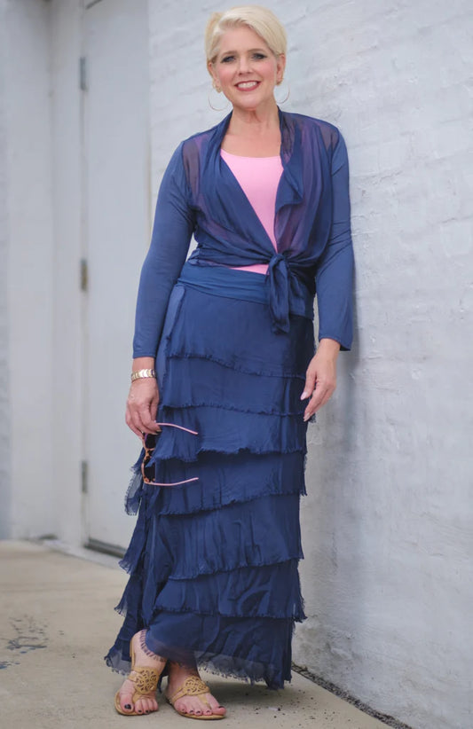 Tina Stephens Elisa Silk Ruffle Skirt One Size Fits