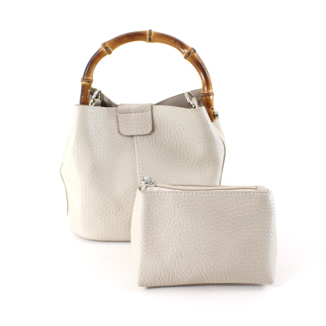 Pretty Persuasions Bamboo Handle Crossbody Bag w/Cosmetic Pouch