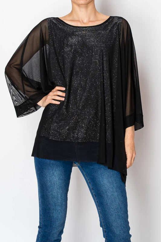 Origami Apparel Chiffon Tunic Top w/ Attached Sparkly Tank Top