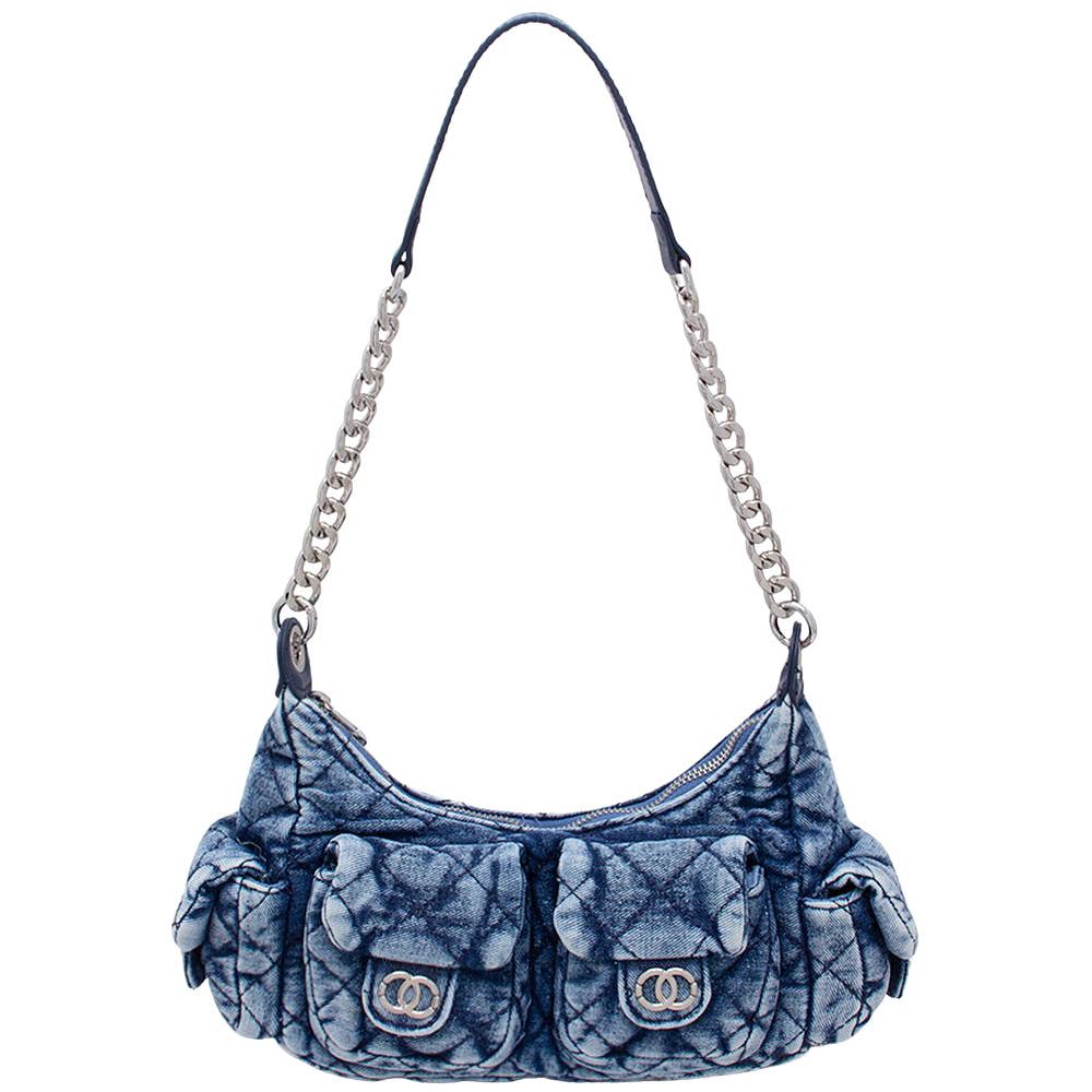 Oblige by G Quilted Denim Chain Shoulder Bag
