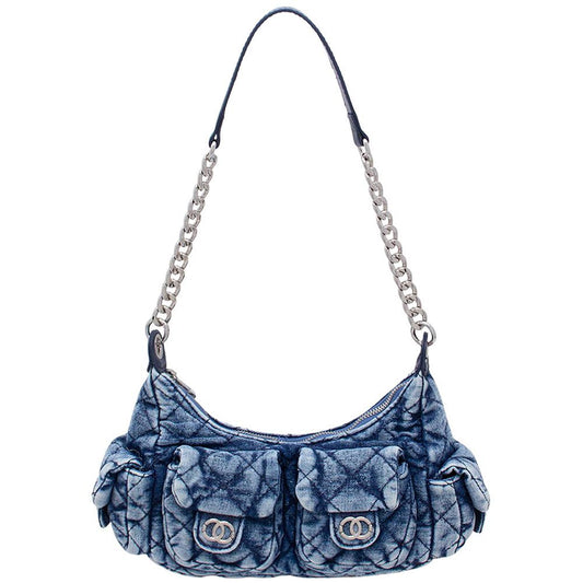 Oblige by G Quilted Denim Chain Shoulder Bag