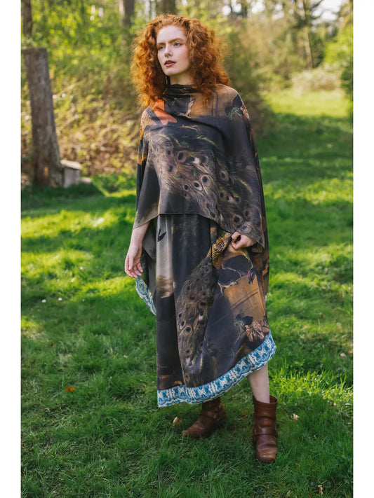 Market to the Stars Wild Beauty Bohemian Bamboo Scarf with Peacock Print