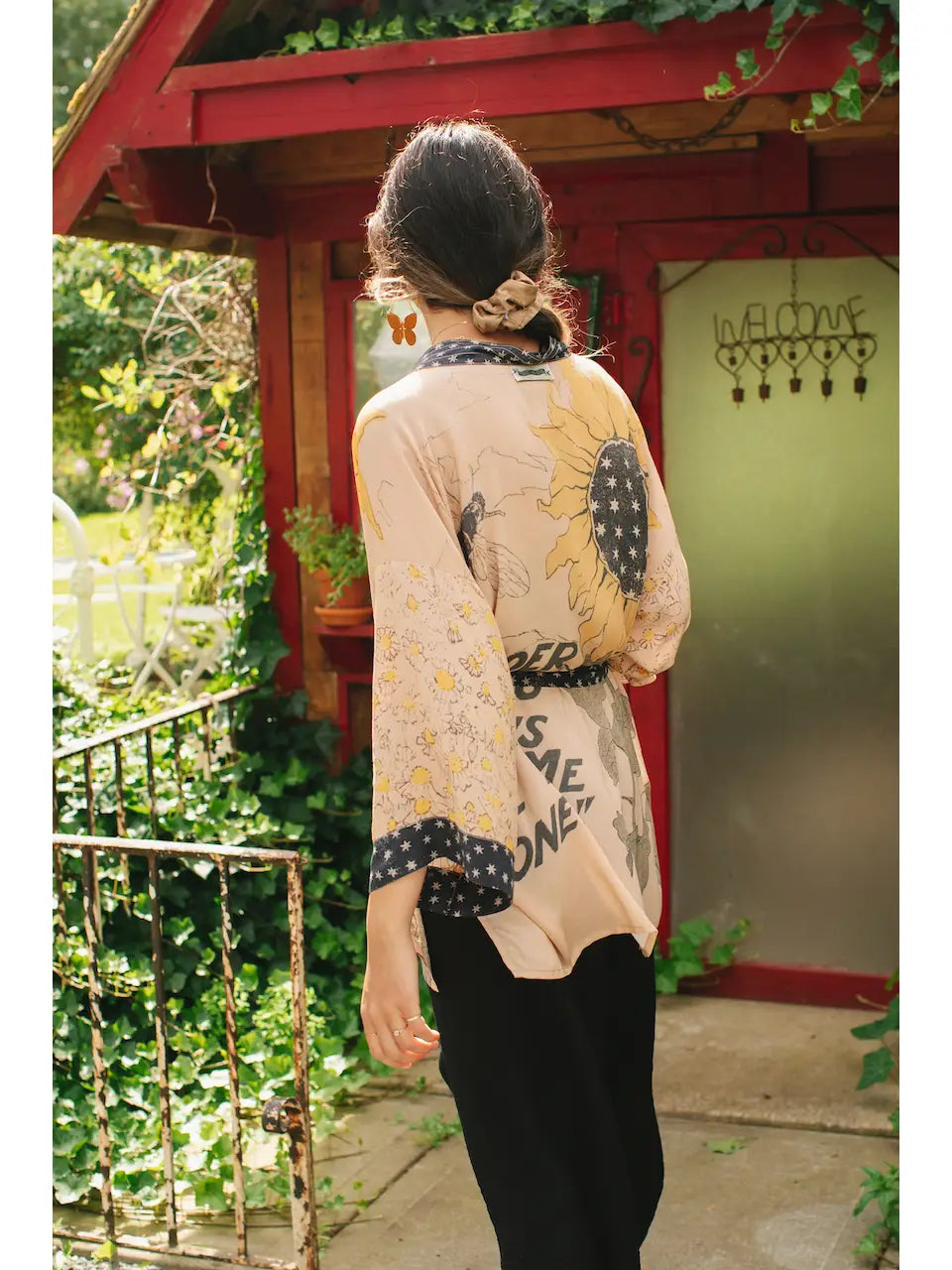 Market to the Stars Milk & Honey Bamboo Bohemian Kimono Cardigan with Belt One Size