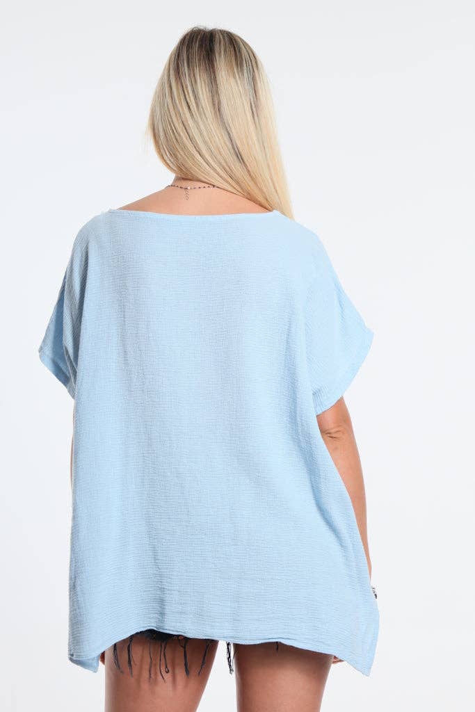 TINA Stephens Finola Mixed Media Seam Notch Top