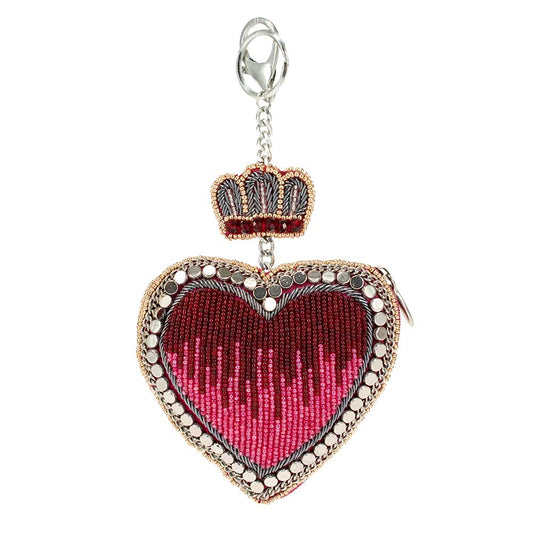 Mary Frances Have a Heart Beaded Red Heart and Crown Coin Purse Key Fob