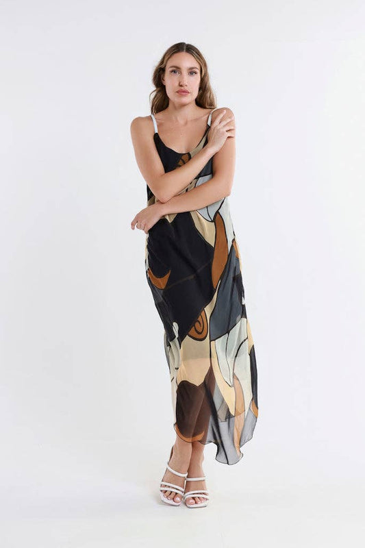 Tina Stephens Desert Moon Rachel Silk Midi Dress