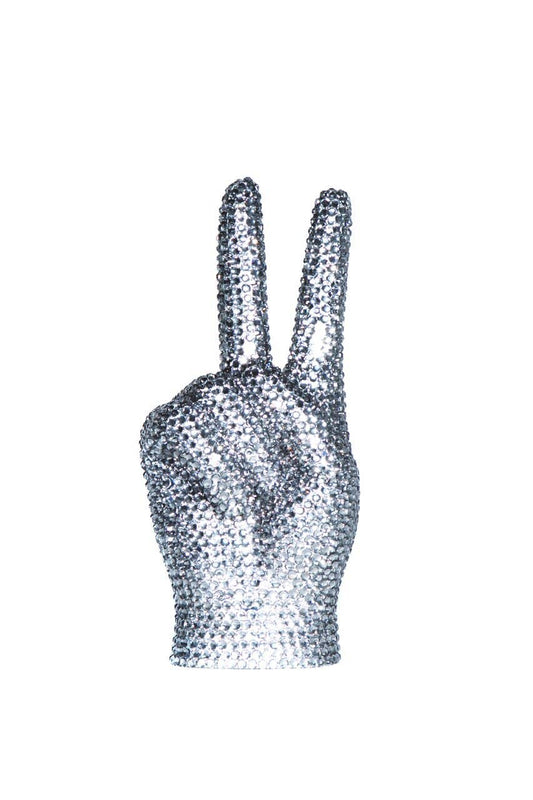 Interior Illusions Plus Rhinestone Graphite Peace Sign Sculpture Hand Made - 9"tall