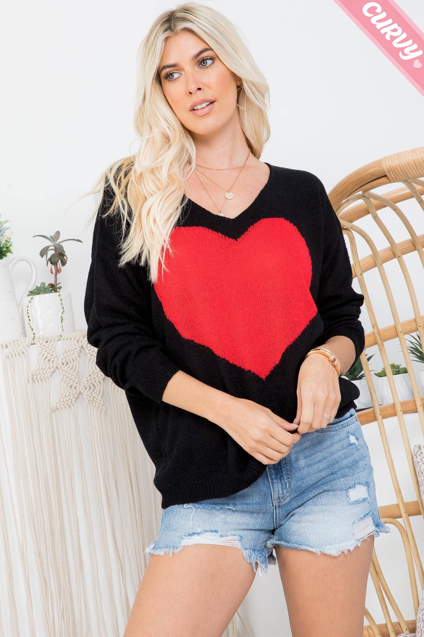 Sweet Lovely by Jen Plus Size Heart Sweater