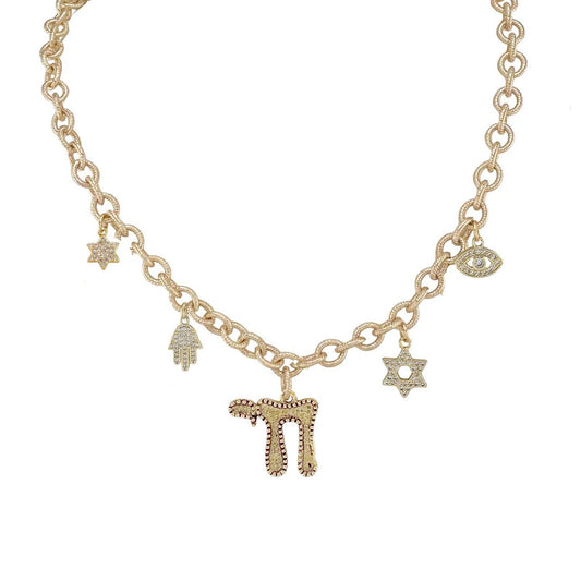 Love Lisa Debbie Jewish Chai To Life Charm Necklace Gold & Silver: Yellow Gold / 18"