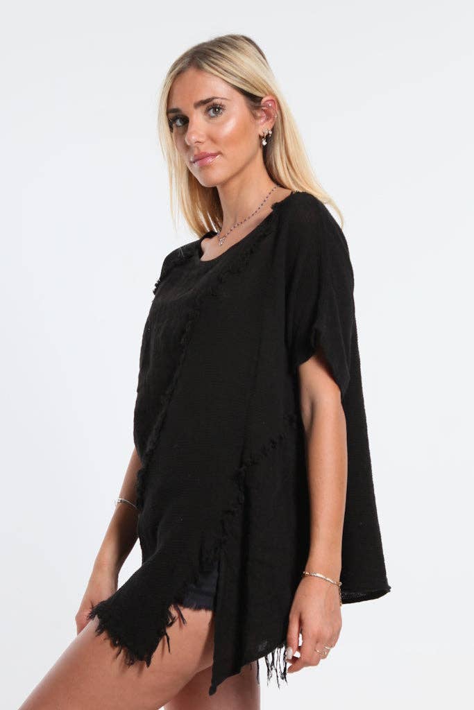 TINA Stephens Finola Mixed Media Seam Notch Top