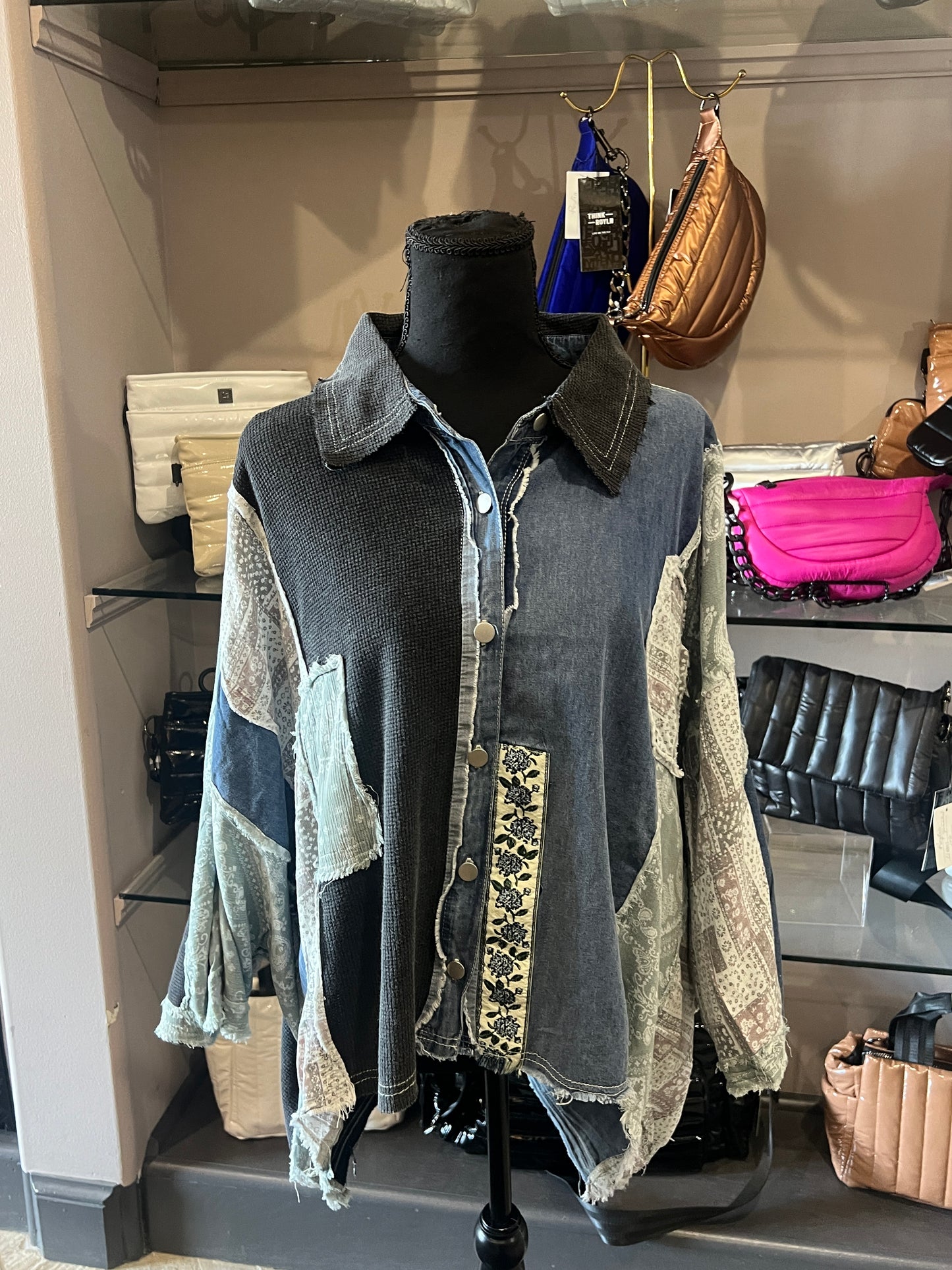 POL Black Multi Collared Shirt