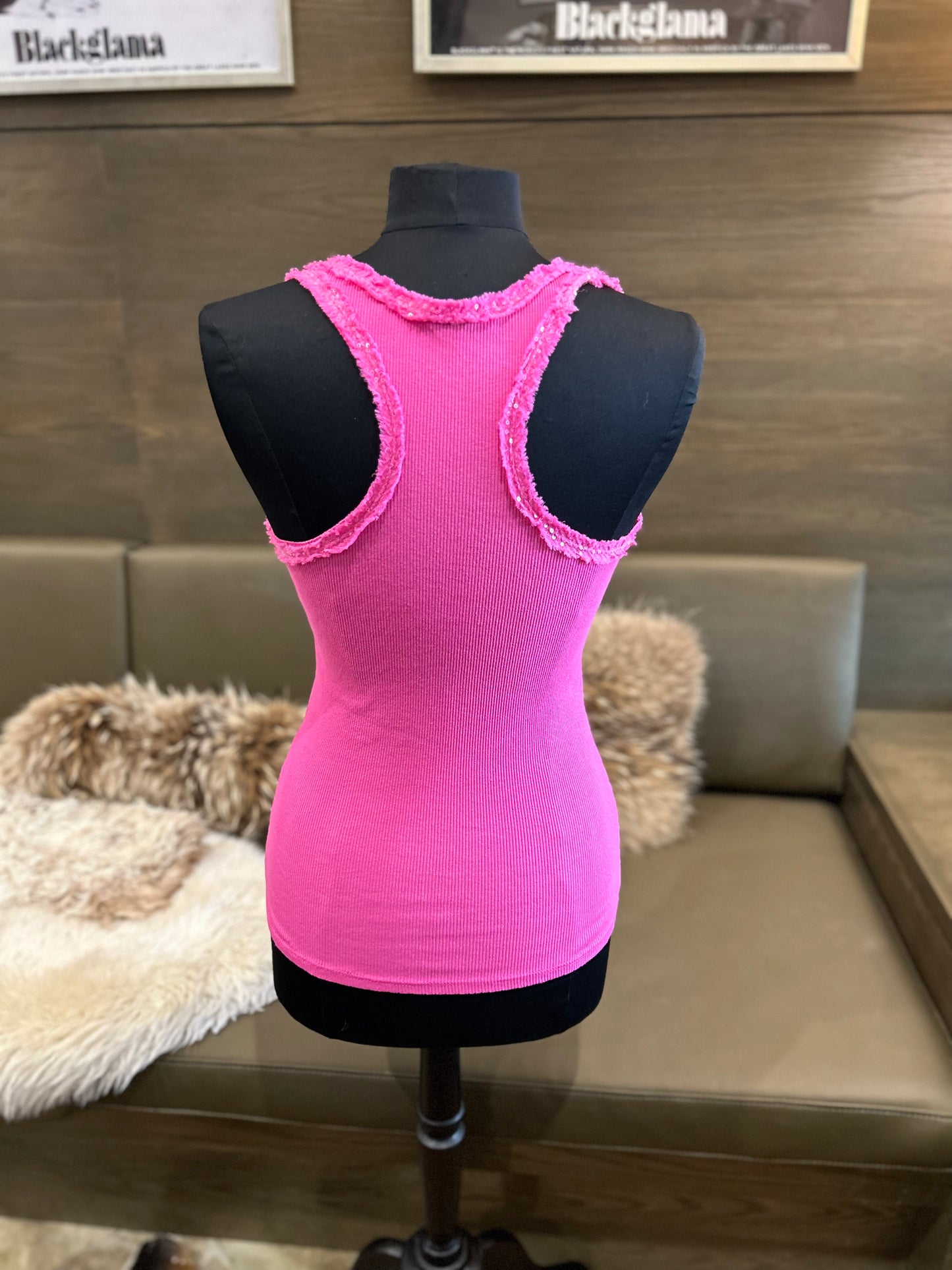 Look Mode Racerback Tank Top w/ Sequin Detail One Size Fits
