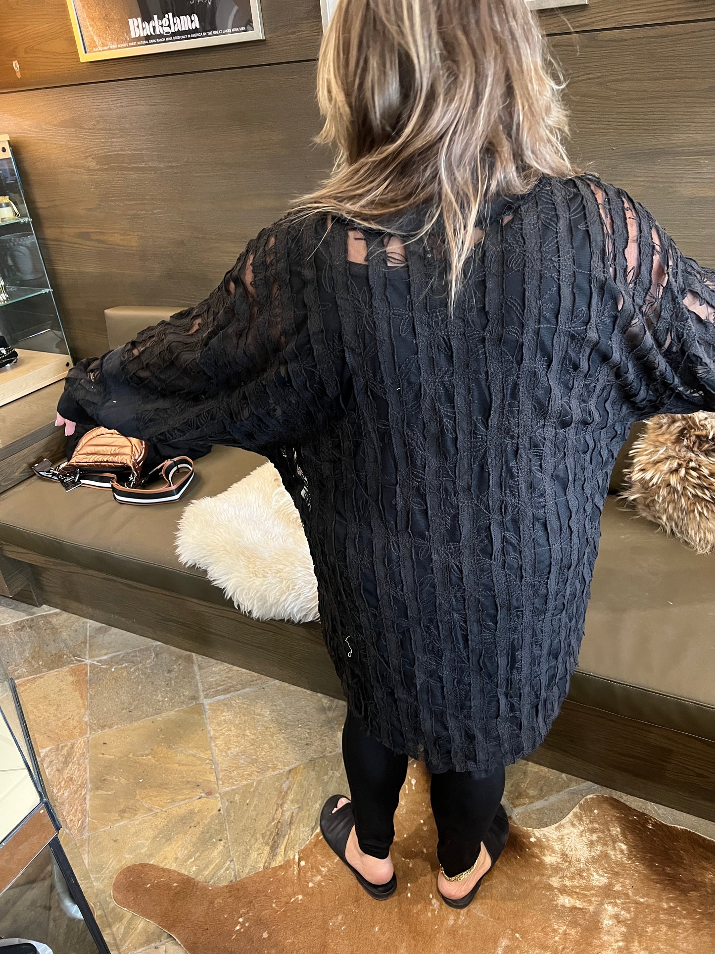 POL Black Lace Collared Shirt