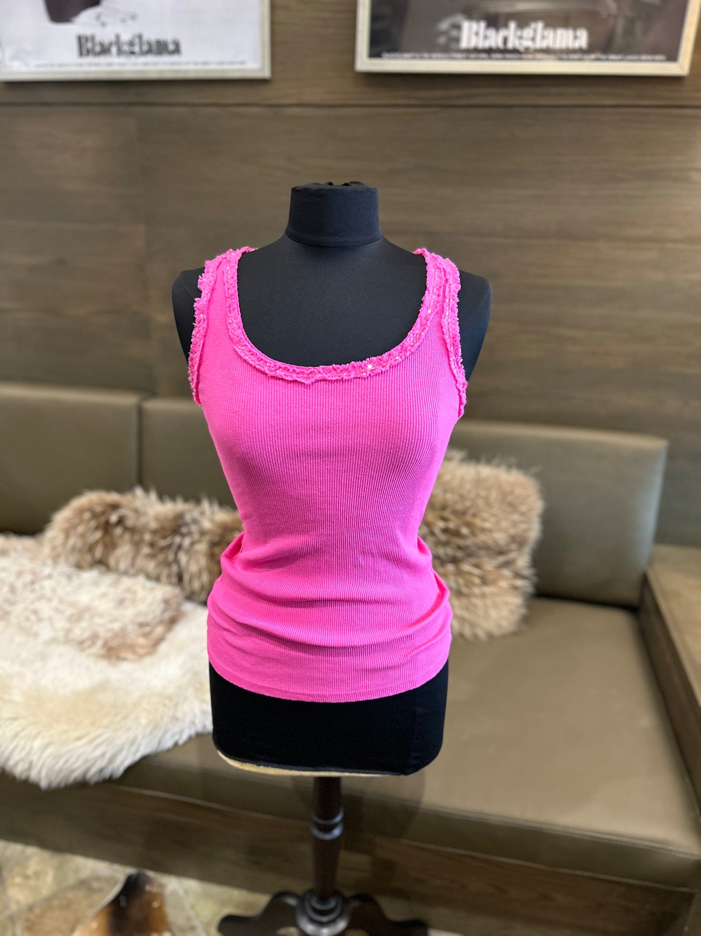 Look Mode Racerback Tank Top w/ Sequin Detail One Size Fits