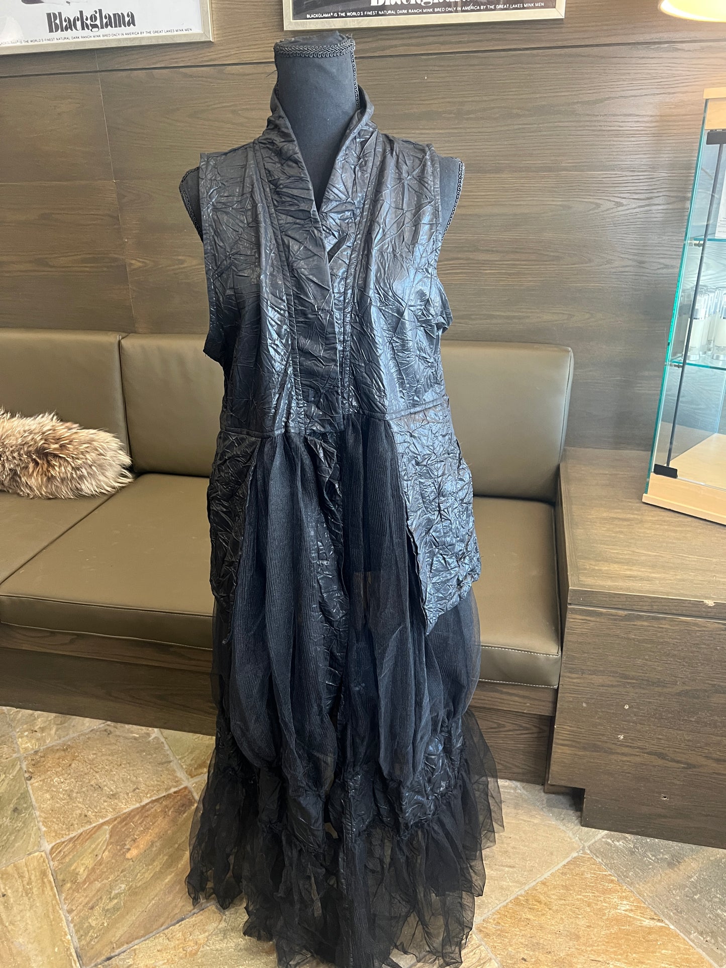 Gershon Bram Tulle and Leather Look Vest Party Wear