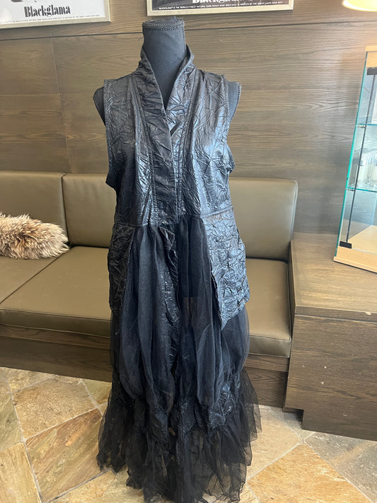 Gershon Bram Tulle and Leather Look Vest Party Wear