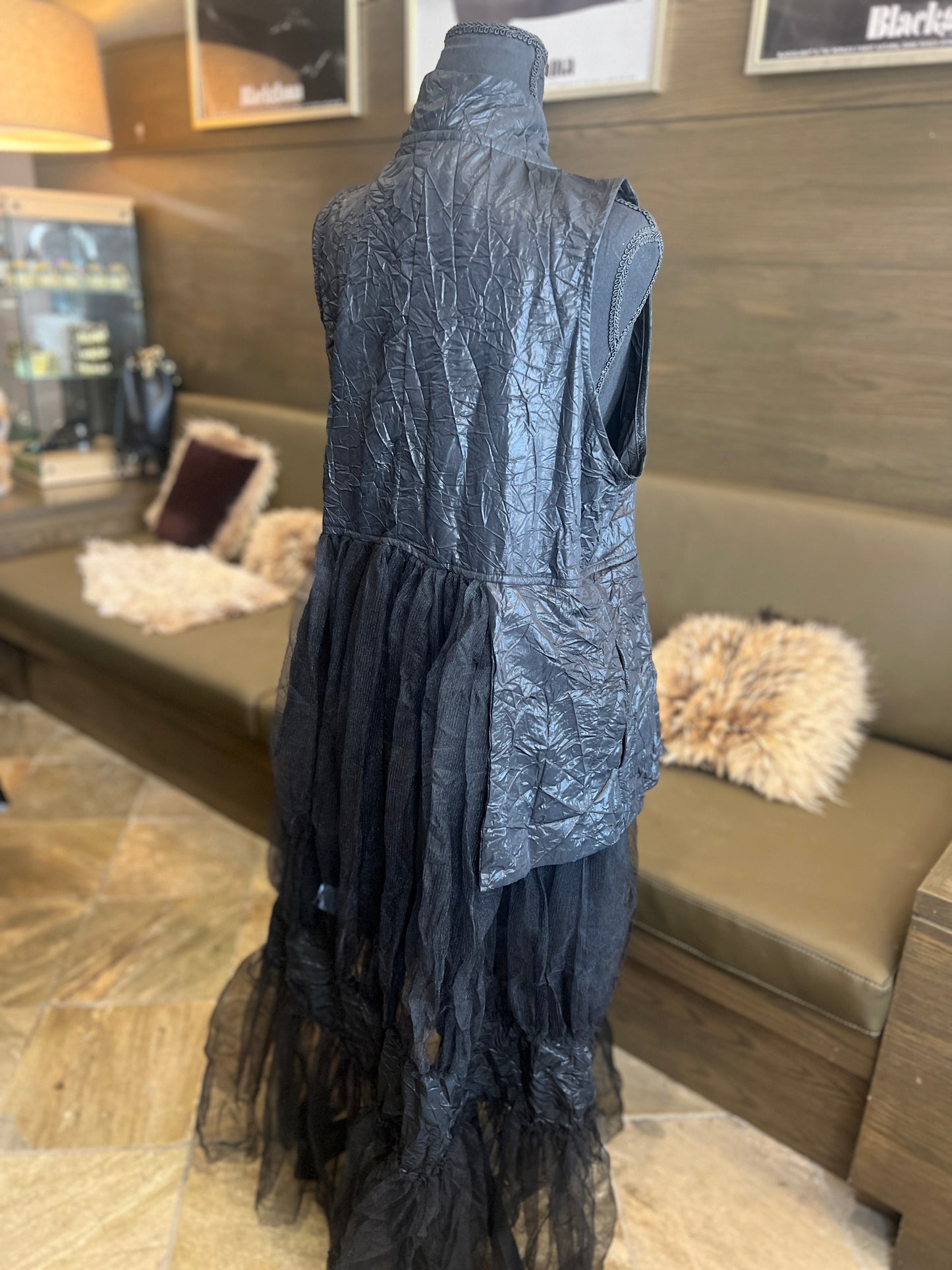 Gershon Bram Tulle and Leather Look Vest Party Wear