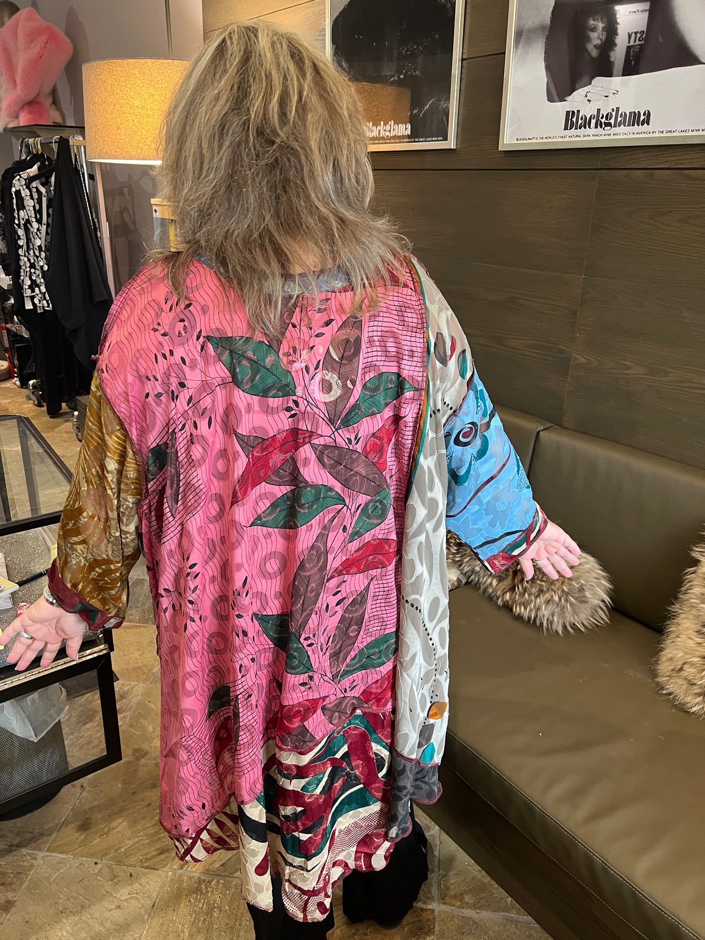 Sterling Designs Burnout Multi Color Boho Wearable Art High Low Tunic Top