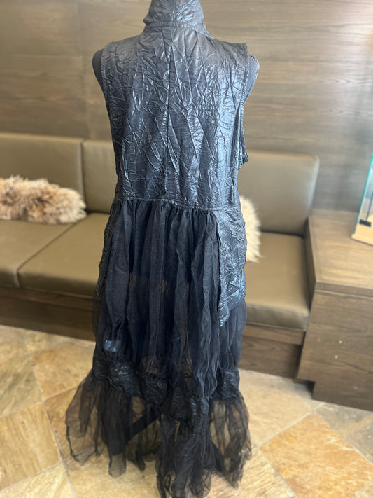 Gershon Bram Tulle and Leather Look Vest Party Wear